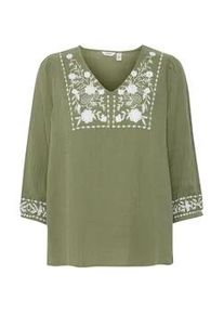 Kurzarmbluse B.Young "Kurzarmbluse BYICOLET VNECK BLOUSE -" Gr. 46, grün (four leaf clover mix) Damen Blusen