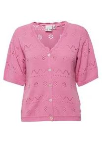 Strickjacke Ichi "Strickjacke IHLaluha" Gr. M, pink (super pink) Damen Strickjacken