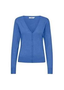 Strickjacke oxmo "Strickjacke OXHelene" Gr. S, blau (strong melange) Damen Strickjacken