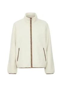 Fleecejacke THEJOGGCONCEPT "Fleecejacke JCBEBE BURNOUT JACKET" Gr. XL, beige (birch mix) Damen Jacken