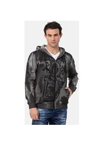 Cipo & Baxx Sweatjacke CIPO & BAXX "Jacken" Gr. S, grau (anthrazit) Herren Sweatjacken mit Print, CL561