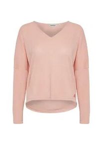 Strickpullover oxmo "Strick-V-Pullover OXKatla" Gr. M, bunt (coral cloud) Damen Pullover