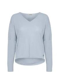 Strickpullover oxmo "Strick-V-Pullover OXKatla" Gr. M, blau (kentucky blau) Damen Pullover