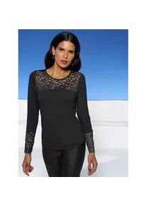 Spitzenshirt Heine "Spitzen-Shirt" Gr. 42, schwarz Damen Shirts