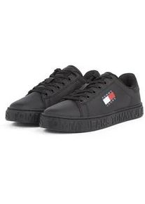 Plateausneaker Tommy Jeans "TJW LOGO OUTSOLE SNEAKER ESS" Gr. 35, schwarz Damen Schuhe Freizeitschuh, Halbschuh, Schnürschuh mit seitlicher Logoflagge