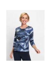 Classic Dog Langarmshirt CLASSIC "Shirt" Gr. 38, blau (jeansblau, weiß, bedruckt) Damen Shirts