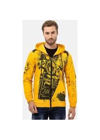 Cipo & Baxx Sweatjacke CIPO & BAXX "Jacken" Gr. XL, gelb (mustard) Herren Sweatjacken mit Print, CL561