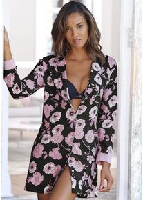 Lascana Nachthemd mehrfarbig Gr. 32/34 für Damen. V-Ausschnitt und Allover-Druck. Basic. Nachhaltig.