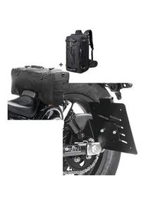 Set: Hecktasche + Rucksack SK4 passend für Honda Rebel 500 Craftride + Kennzeichenhalter seitlich passend für Honda Rebel 500 17-24 schwarz Craftride