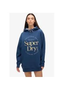 Jerseykleid Superdry "LUXE METALLIC LOGO HOOD DRESS" Gr. XS (S), N-Gr, sargasso sea blau Damen Kleider