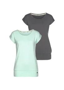 Yoga & Relax Shirt OCEAN SPORTSWEAR "Soulwear - Essentials Shirts" Gr. 44, grün (mint, anthrazit) Damen Shirts leicht überschnittene Schultern, längerer Schnitt