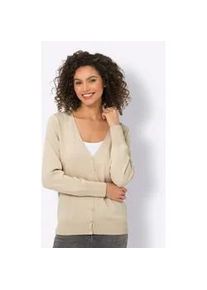 Strickjacke Heine Gr. 44, beige (sand) Damen Strickjacken