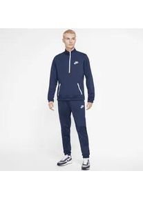 Trainingsanzug Nike SPORTSWEAR "Sport Essentials Men's Poly-Knit Track Suit" Gr. M, blau (midnight navy, weiß) Herren Sportanzüge