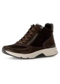 Keilsneaker Gabor ROLLINGSOFT Gr. 39, braun (dunkelbraun) Damen Schuhe Freizeitschuh, Schnürschuh, Schnürboots mit herausnehmbarem Fußbett