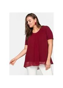 Blusenshirt sheego "Große Größen" Gr. 58, rot (rubinrot) Damen Shirts im Lagenlook