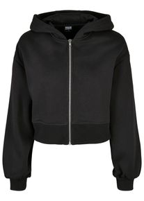 Urban Classics Damen Sweatjacke "Urban Classics Damen Ladies Short Oversized Zip Jacket", schwarz, Gr. L, unifarben, 65% Baumwolle, 35% Polyester,