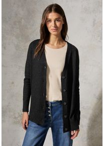 Cecil Damen Cardigan, schwarz, casual, Gr. M, unifarben, Web, 37% Baumwolle, 34% Polyacryl, 26% Polyester, 3% Elasthan, Strickjacken, mit V-Ausschnitt