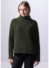 Damen Rollkragenpullover, grün, casual, Gr. 46, STREET ONE STUDIO, unifarben, Stoff, 94% Polyester, 6% Baumwolle, Pullover, mit Turtleneck