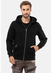 Cipo & Baxx CIPO & BAXX Herren Sweatjacke "Jacken", schwarz, Basic, Gr. L, unifarben, 70% Baumwolle;30% Polyester, Sweatjacken, mit Kapuze, CL556