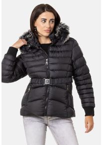 Cipo & Baxx CIPO & BAXX Damen Winterjacke "Jacken", schwarz, casual, Gr. XL, unifarben, 100% Polyester, Jacken, mit Kapuze, WM132