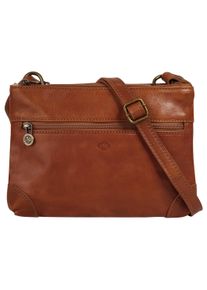 Pike PIKÉ Damen Umhängetasche, braun, Leder, glänzend, beschichtet, Taschen, echt Leder, Made in Italy