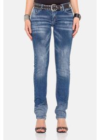 Cipo & Baxx CIPO & BAXX Damen Slim-fit-Jeans "Jeans", blau, casual, Gr. 28, unifarben, 98% Baumwolle;2% Elasthan, Jeans, mit 5-Pocket-Look, WD-364