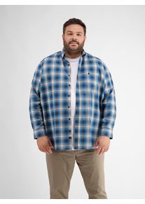 Lerros Herren Karohemd "Lerros Karohemd mit Fischgratstruktur", blau, Gr. 6XL, 100% Baumwolle, Hemden
