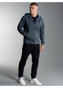 TRIGEMA Herren Freizeitanzug "TRIGEMA Jogginganzug mit Kapuze und Reißverschluss", blau, Gr. M, 70% Baumwolle, 30% Polyester, Sportanzüge