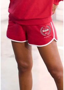 H.I.S. H.I.S Damen Sweatshorts, Gr. 36, rot, Sweatware, Obermaterial: 60% Baumwolle, 40% Polyester, unifarben mit Farbeinsätzen, Basic, Hosen, mit schöner