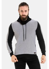 Cipo & Baxx CIPO & BAXX Herren Rundhalspullover "Pullover", schwarz, casual, Gr. S, gestreift, 50% Baumwolle;50% Polyacryl, Pullover, im modernen Look, CP264