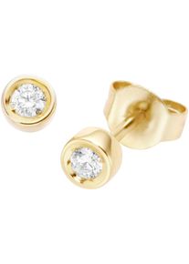 Firetti Damen Paar Ohrstecker "Schmuck Geschenk Gold 375 Ohrschmuck Ohrringe Solitär", 0,05 ct P2 = erkennbare Einschlüsse, Gelbgold 375-Diamanten,