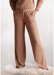 Lascana Damen Loungehose, Gr. 32, grau, Strick, Obermaterial: 68% Polyester, 30% Viskose, 2% Elasthan, unifarben, feminin, Hosen, mit weitem Bein,