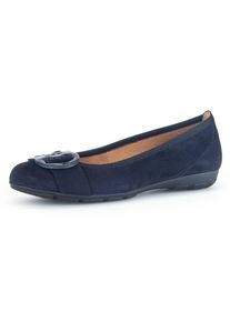 Gabor Damen Ballerina, Gr. 43, blau, Ziegenveloursleder, modisch, Schuhe, flache Schuhe, Slipper mit Hovercraft Luftkammern-Laufsohle