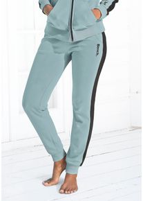 Damen Sweathose, BENCH. LOUNGEWEAR, Gr. 36, grün, Jersey, Interlock, Obermaterial: 60% Baumwolle, 40% Polyester, unifarben mit Farbeinsatz, casual,