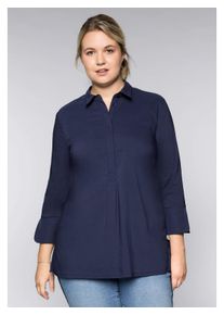 sheego Damen Tunika "Große Größen", blau, klassisch, Gr. 44, unifarben, Obermaterial: 70% Baumwolle, 27% Polyamid, 3% Elasthan, Tuniken, in leichter