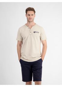 Lerros Herren Henleyshirt "Lerros Serafino für Herren in sportlicher Optik", beige, Gr. S, 100% Baumwolle, Shirts
