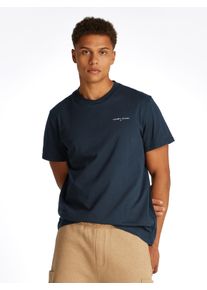 Tommy Jeans Herren T-Shirt "TJM SLIM LINEAR CHEST SS TEE EXT", schwarz, casual, Gr. XL, unifarben, Jersey, Obermaterial: 100% Baumwolle, Shirts, mit