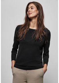 Street One Damen Strickpullover, schwarz, casual, Gr. 34, unifarben, Stoff, 60% Viskose, 40% Baumwolle, Pullover, mit U-Boot-Ausschnitt