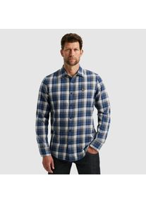 PME-Legend PME LEGEND Herren Karohemd "Long Sleeve Shirt Twill Yarndyed Check", grau, casual, Gr. L, kariert, Web, Twill, Obermaterial: 100% Baumwolle, Hemden,