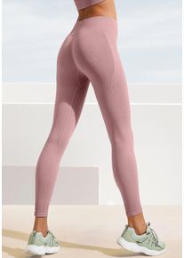 Lascana Damen Seamless Leggings "Po Push Up", lila, sportlich, Gr. XS, unifarben, Obermaterial: 93% Polyamid, 7% Elasthan, Hosen, mit Rippstruktur