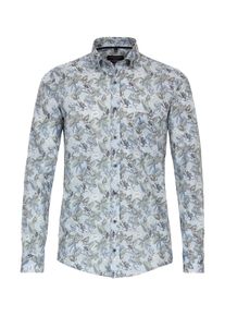 Casamoda Herren Langarmhemd "Casamoda Freizeithemd Print", blau, Gr. XXL, bedruckt, 50% Leinen, 50% Baumwolle, Hemden