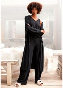 Lascana Damen Longstrickjacke, Gr. 32, schwarz, Strick, Obermaterial: 68% Polyester, 30% Viskose, 2% Elasthan, unifarben, feminin, Strickjacken, aus