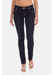 Cipo & Baxx CIPO & BAXX Damen Slim-fit-Jeans "Jeans", blau, casual, Gr. 27, unifarben, 98% Baumwolle;2% Elasthan, Jeans, im Used-Look, WD443