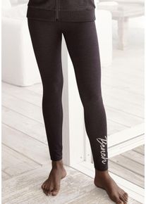 Damen Leggings, BENCH. LOUNGEWEAR, Gr. 32, grau, Single Jersey, Obermaterial: 63% Baumwolle, 32% Polyester, 5% Elasthan, unifarben, meliert,