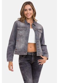 Cipo & Baxx CIPO & BAXX Damen Jeansjacke "Jeansjacke", grau, casual, Gr. S, unifarben, 100% Baumwolle, Jacken, mit kontrastfarbenen Nähten, WJ206