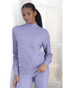 Lascana Damen Strickpullover, Gr. 36, lila, Strick, Obermaterial: 52% Polyester, 44% Polyacryl, 4% Elasthan, unifarben, meliert, klassisch, Pullover,