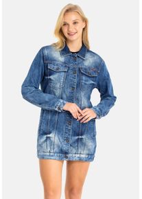 Cipo & Baxx CIPO & BAXX Damen Jeansjacke "Jeansjacke", blau, casual, Gr. S, unifarben, 100% Baumwolle, Jacken, mit stylischen auffälligen Elementen, WJ211