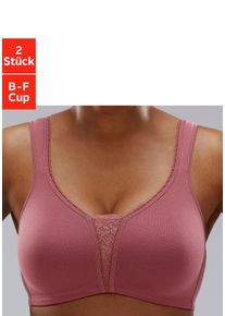 Petite Fleur Damen Soft-BH, Gr. 80, rosa, Jersey, Spitze, Obermaterial: 90% Baumwolle, 5% Elasthan, 5% Polyamid, klassisch, BHs, ohne Bügel mit