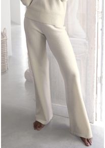 Lascana Damen Strickhose, Gr. 36, beige, Strick, Obermaterial: 52% Polyester, 44% Polyacryl, 4% Elasthan, unifarben, meliert, casual, Hosen, mit