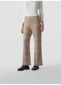 Lecomte Damen Jerseyhose "Lecomte Glencheck-Hose für klassischen Look mit modernem Komfort", beige, feminin, Gr. 46, kariert, 61%Polyester 33%Viskose